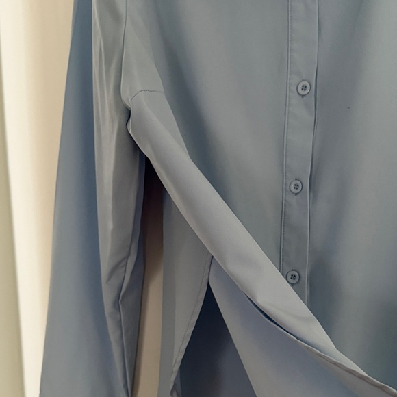 Light Blue Button-Down Women's Shirt - Classic Collar - Picture 2 of 2